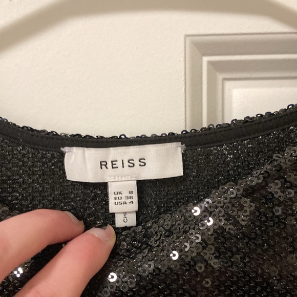 Reiss Julianne Black Sequin Top - Picture 8 of 11